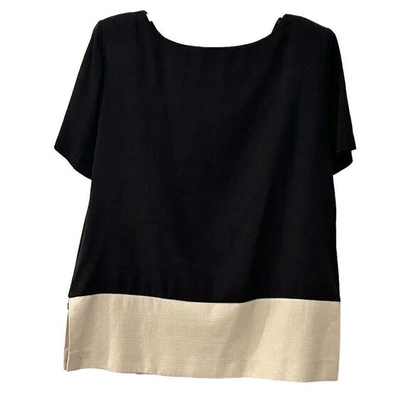 Virgo Women's Tunic Top Size 10, Black / Cream Gold Studs Rayon / Poly Blend #BH - Picture 6 of 11